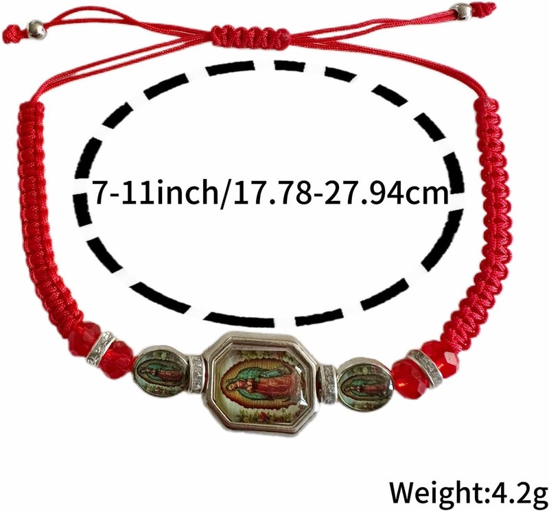 Bovemee 24PCS Virgin Mary Bracelets，Green Saint Jude bracelet Rosary Handmade Mexican bracelets,Virgen de Guadalupe Bracelet San Judas Tadeo Gift For Men Women - Image 3